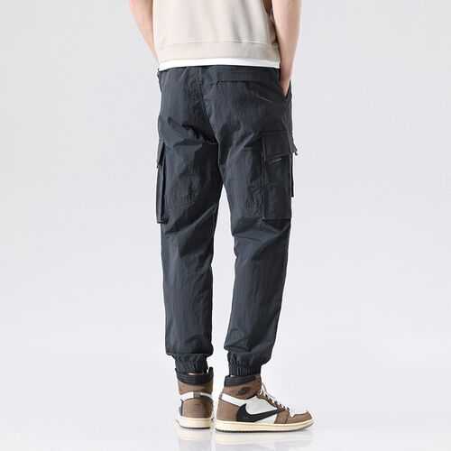 Mens Summer Thin Overalls Foot Bunle teny Freight Functiona
