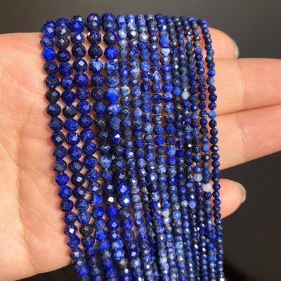 2 3 4mm Faceted Lapis Lazuli Gem Beads Natural Loose Stone B