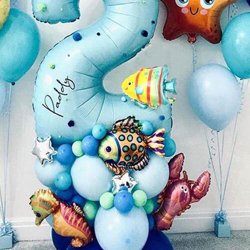44pcs Sea World Ocean Animal Balloons Set 1 2 3 4 5 6 7 8 9