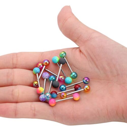 6PCS Stainless Steel Glorious Tongue Ring Bulk 14G Nipple Pi
