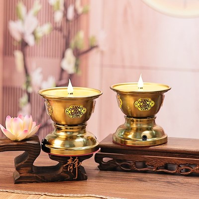 led新款电子充电仿真酥油灯佛供灯莲花仙灯招财家用蜡烛烛台灯盏