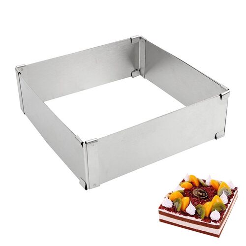 HOOMIN Stainless Steel Adjustable Mousse Ring Square Cake Mo