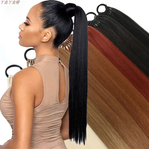 60cm Wig tail Rubber Band Strap Straight Long Hair tail High