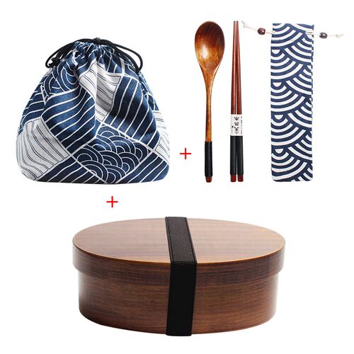 Wooden Lunch Box Picnic  Japanese Bento Box for School Kids