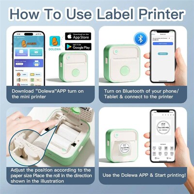 New D5 Label Printer Inkless Thermal Label Maker 12-57mm Pap