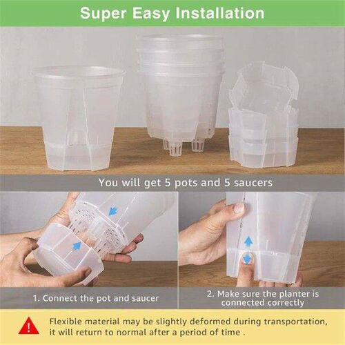 6 Inch Transparent Plastic Garden Pots Self Watering