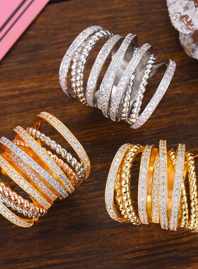 GODKI Dubai Morocco Wide Lines rendy Ring for Women Full Cub