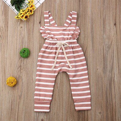 0-3T Baby Summer Clothing Baby Girl Ruffle Bib Pants Kid Rom