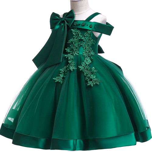 Embroidery Silk Princess Dress for Baby Girl Flower Elegant