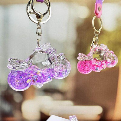 Creative Dreamy Colorful Motorcycle Drifting Bottle Keychai