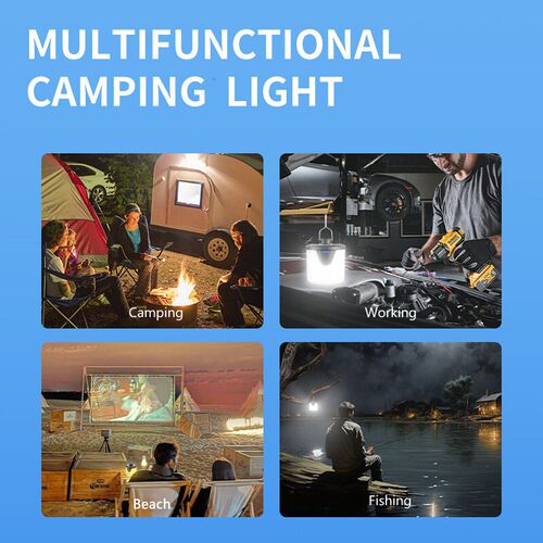 Outdoor solar camping light with electronic display output