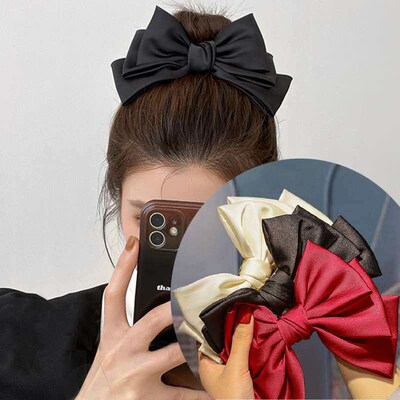 New Superior Satin Bow Hairpin Draping Spring Clip Escape Pr