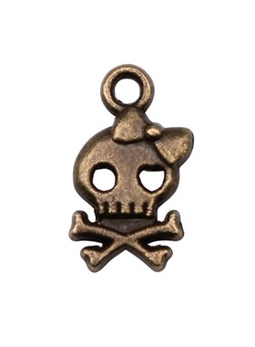 WYSIWYG 40pcs 16x9mm Antique Silver Color Skull Bow Charms C