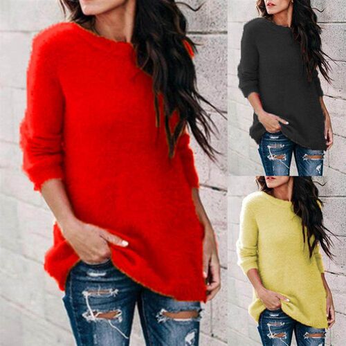 Solid Color Sweater Women Casual O Neck Sweaters for Women