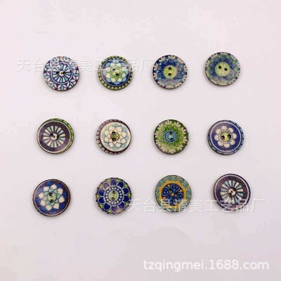The main promotion of 2021 vintage pattern round button wood