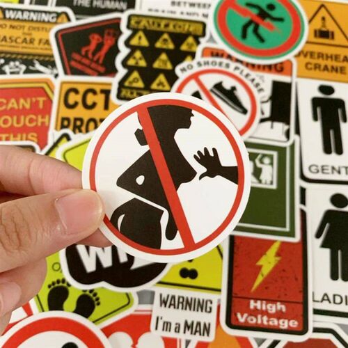 50PCS Warning Stickers Danger Banning Skateboard Fridge Guit