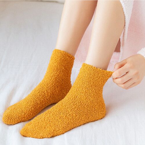 Women Soft Fluffy Bed Socks Warm Autumn Winter Solid Color L