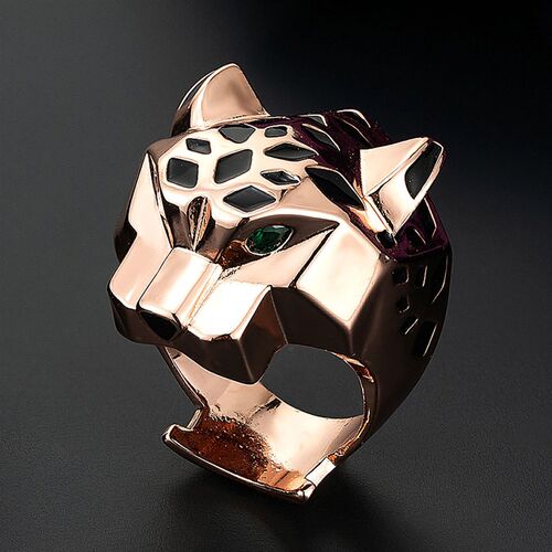 Zlxgirl rendy fine Jet enamel leopard Woman men Finger Ring