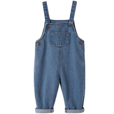 Baby Boy Solid Denim Overalls Child Jean Bib Pants Infant Ju