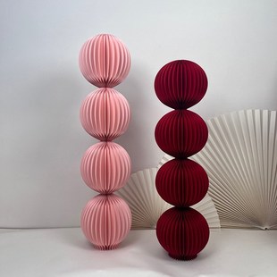 婚庆装饰折叠灯笼球立柱婚房布置中式婚礼迎宾区路引订婚宴柱子