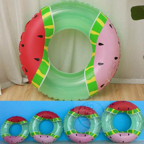 。 Summer double color round watermelon swimming ring adult