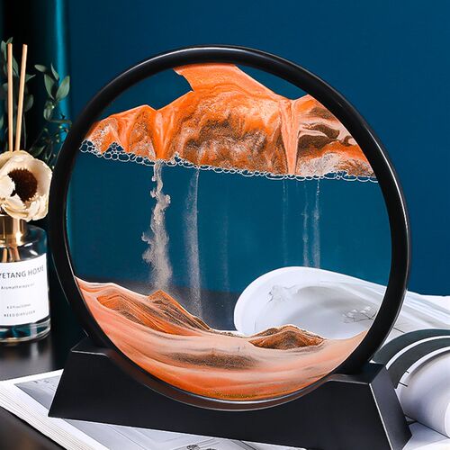 5/7/12inch Moving Sand Art Picture Round Glass 3D Deep Sea S