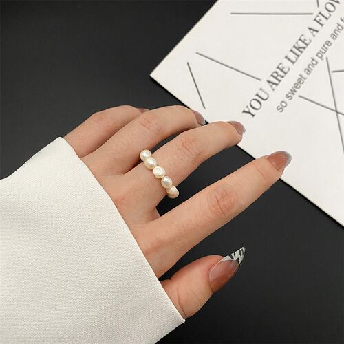 Cute Minimalist Pearl Beaded Rings for Women Korean Irregula