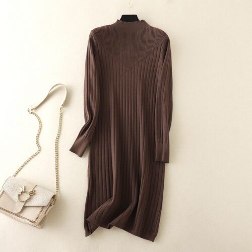 HLBCBG Chic Long Knit Maxi Women Sweater Dress Thick Warm Wi