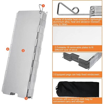 8/9/10/12/14/16 Plates Folding Camping Stove Windshield Gas