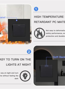 1/2/3Gang 1Way Button Light Switch With Wall EU Socket Power