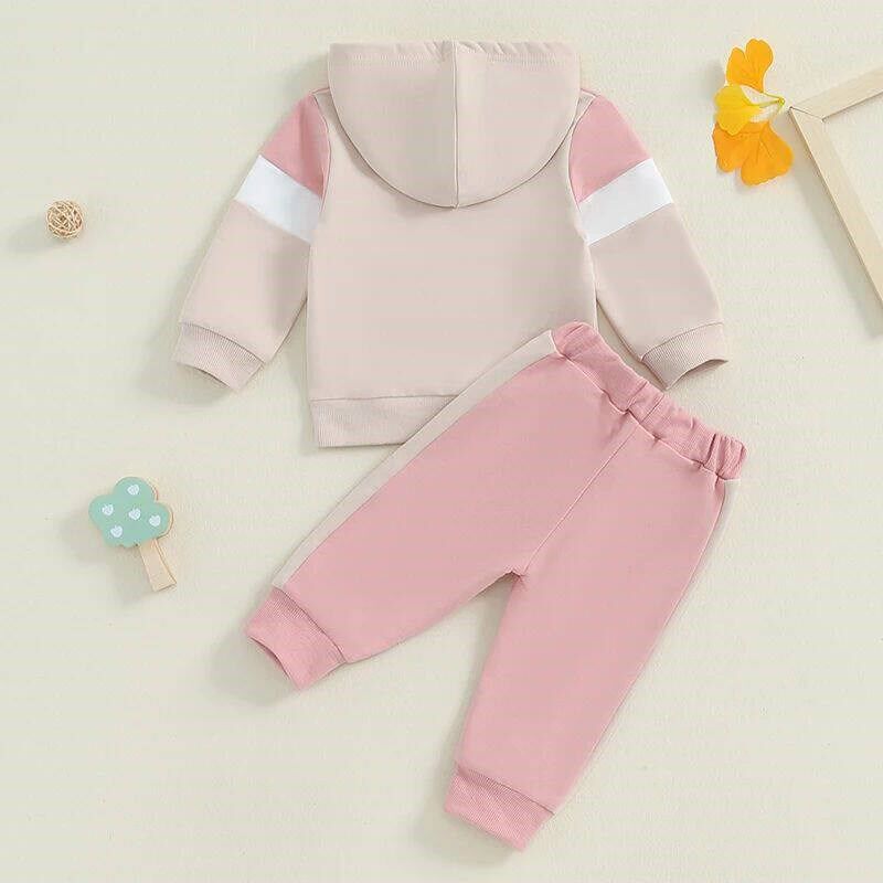 Toddler Boy Girl Fall Outfits Contrast Color Long Sleeve Hoo