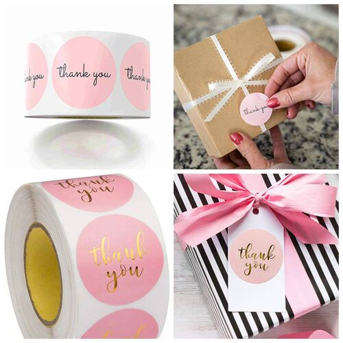 100-500pcs Thank You er Envelope Seal Scrapbook er Pink Hear