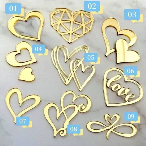 10Pc/set Ins Style Love Heart Acrylic Cake Topper Birthday V