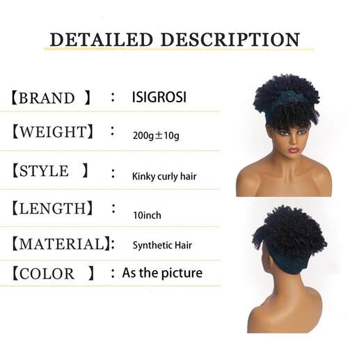 Soft Kinky Curly Headband Wig Short Afro Kinky Curly Turban