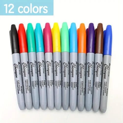 3/12pcs Erasable Black Whiteboard Marker Pens Teaching Suppl