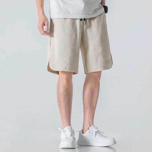 Hongxinjie Summer Mens Five-point Pants Solid Color Thin Ca