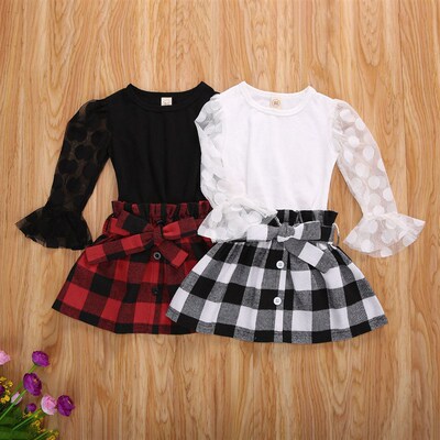 1-6Y Kids Girls Clothes Sets Baby Summer Autumn Mesh Flare L