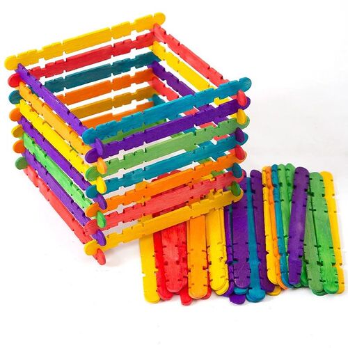 Colorful Hand Crafts 50pcs DIY Wooden s Popsicle Ice Cream s