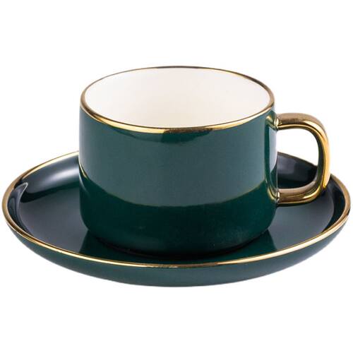 Classic ceramic coffee cup with gold handle creative design