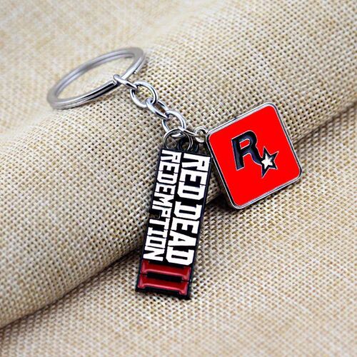 Red Dead Redemption 2 Keychain Men Cosplay Game Gun Key Ring