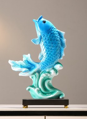 年年有余招财鱼锦鲤摆件办公室客厅酒柜电视柜装饰品乔迁新居礼品