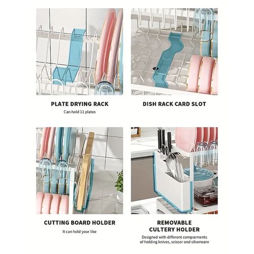 Dish Drying Rack, 2 Tier Large Dish Drying Rack for Kitchen