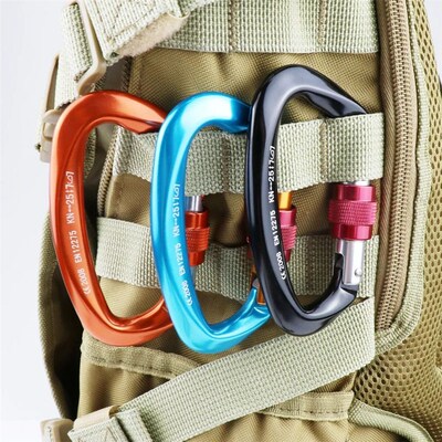 Rock Climbing Carabiner 25kN D-Shape Buckle Safety Screw