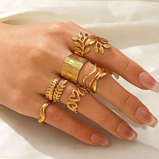 Gold Ring Finger Hol Heart Metal Steel Stainless Color Women