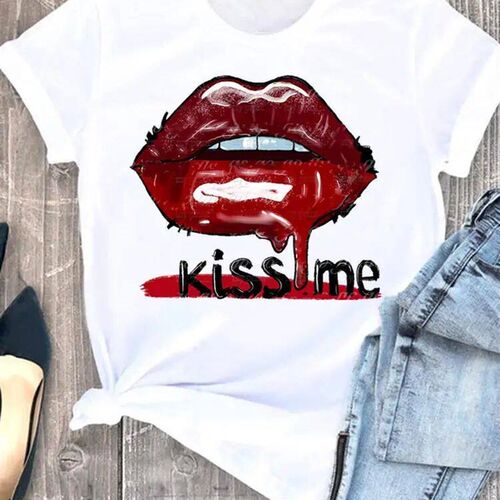 Summer Clothing leopard love heart sweet Fashion Women Tee T