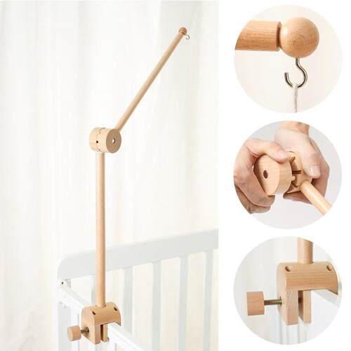 Baby Rattle Toy Bed Bell Bracket Wooden Mobile 0-12 Months N