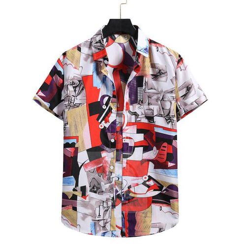~Spring and summer mens Beach Short Sleeved flower shirt Ha