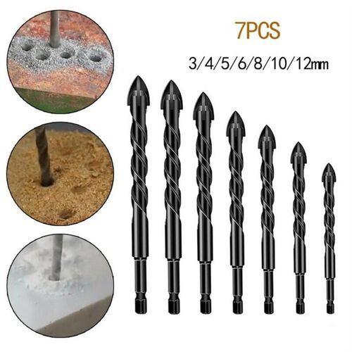 3-12mm Drill Bits Cross Hex Tile Bits Glass Ceramic Concrete