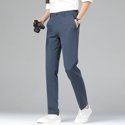 Light Luxury Ice Silk Business Casual Pants Mens Summer New