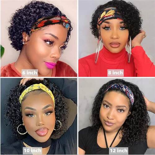 Short Headband Wigs Human Hair Malaysian Kinky Curly Human H